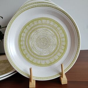 Vintage Set of 6 Franciscan Hacienda Dinner Plates Green Earthenware